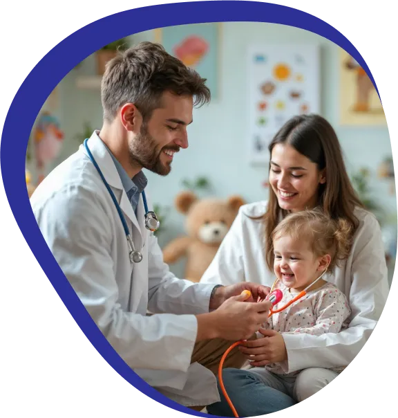 A male and female doctor discussing patient care